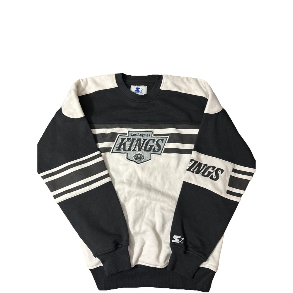 Starter Los Angeles Kings Starter White Defense Fleece Crewneck Pullover Large